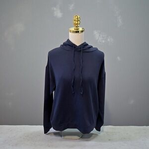 Quince SuperSoft Fleece Pullover Hoodie in navy size M Medium NWOT-
